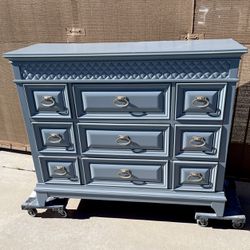 Beautiful Blue Solid Wood 9 Drawer Dresser PRICE FIRM $250
