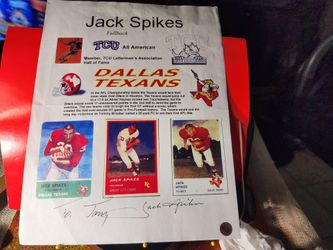 Jack Spikes TCU HORNFROGS Dallas Texans Kansas City Chiefs Autographed 8.5x11 print Signed Inscribed w/coa w/coa