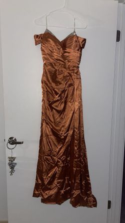 Orange Mermaid Dress With Front Slit