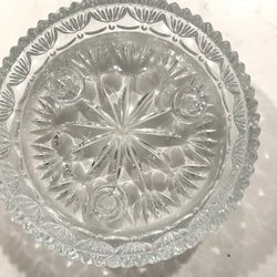 Princess House Fostoria Lead Crystal 3 Candle Taper Holder Dish Centerpiece Vintage