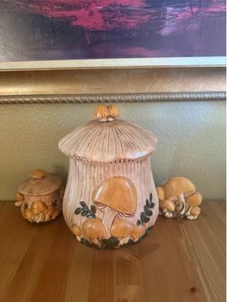 Vintage mushroom kitchen ceramic set