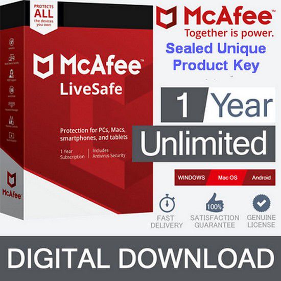 McAfee LiveSafe Virus Software Desktop Smartphones