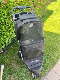Paws & Pals Black Pet Stroller Folding 3-Wheel Carrier Jogger
