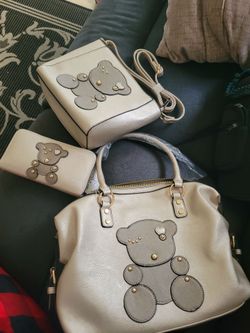 3-Piece Teddy Bear Purse, Crossbody, and Wallet Set
