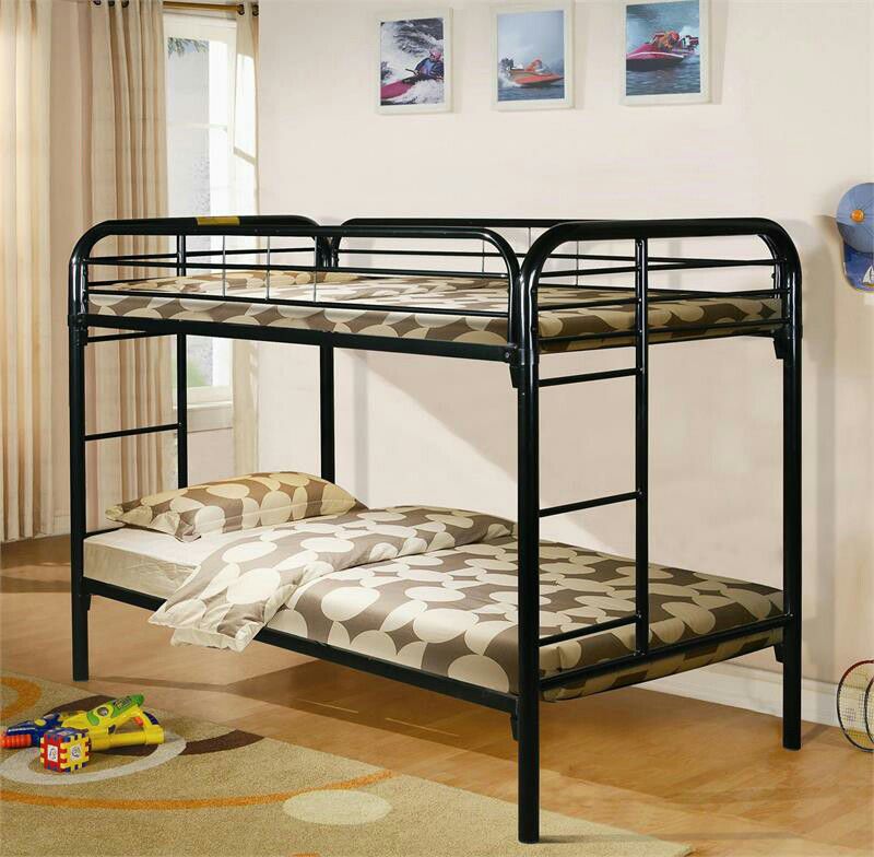 Bunked metal twin twin bunk bed new with mattresses with free shipping