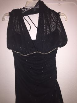 Formal black rhinestone homecoming long dress size 3/5