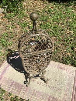 Antique Cast Iron Fireplace Fan Andiron