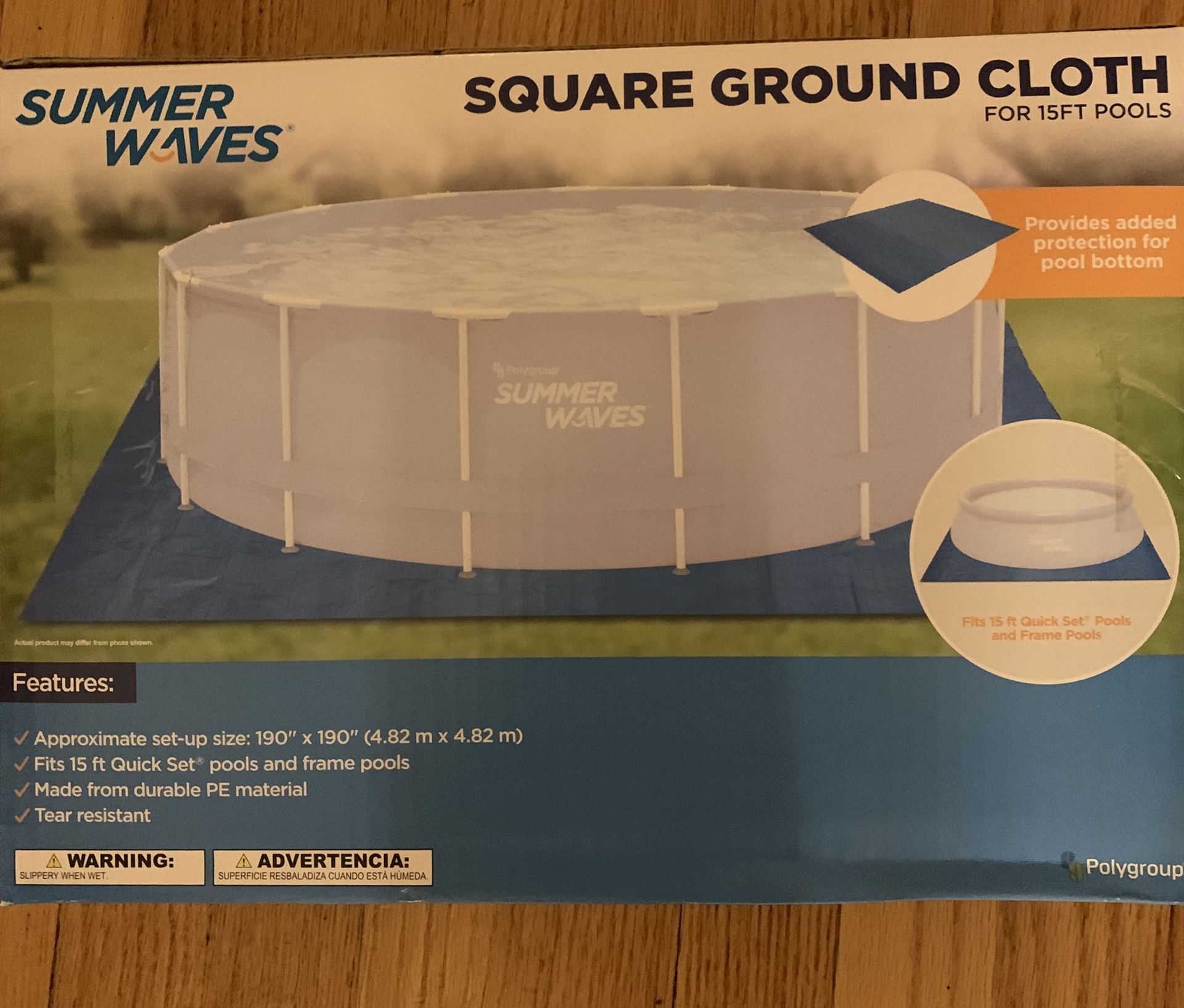 Summer Waves Square Ground Cloth for 15 Ft Pools