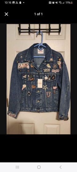 Bling Womens Patch JEAN jacket L $100