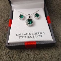 Sterling Silver Lab Created Emeralds