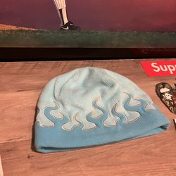 L.L. Bean Unisex Kids Size Medium Flame Fleece Winter Beanie Hat Blue Sky Blue