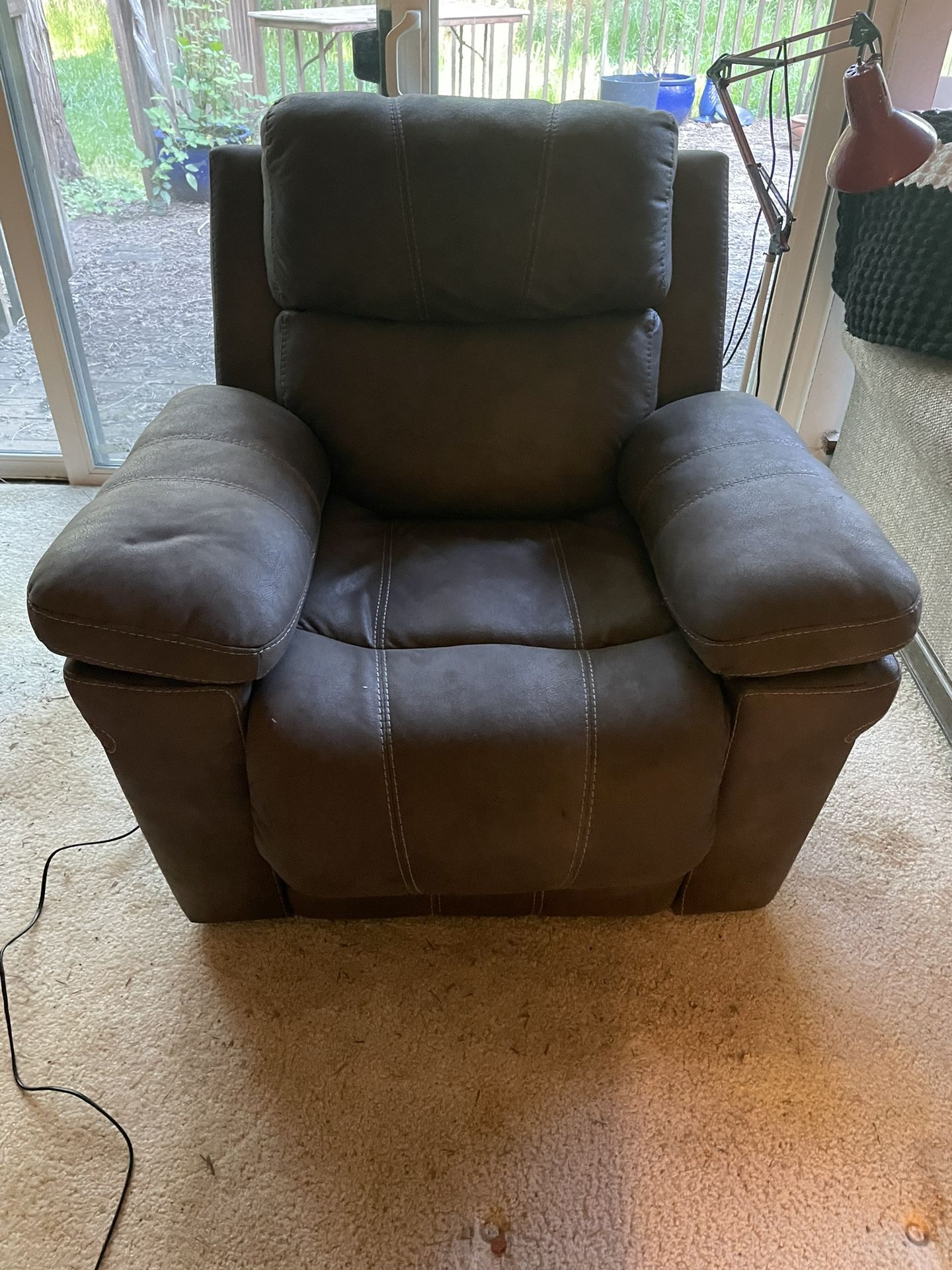 Gray Pleather Electric Recliner 
