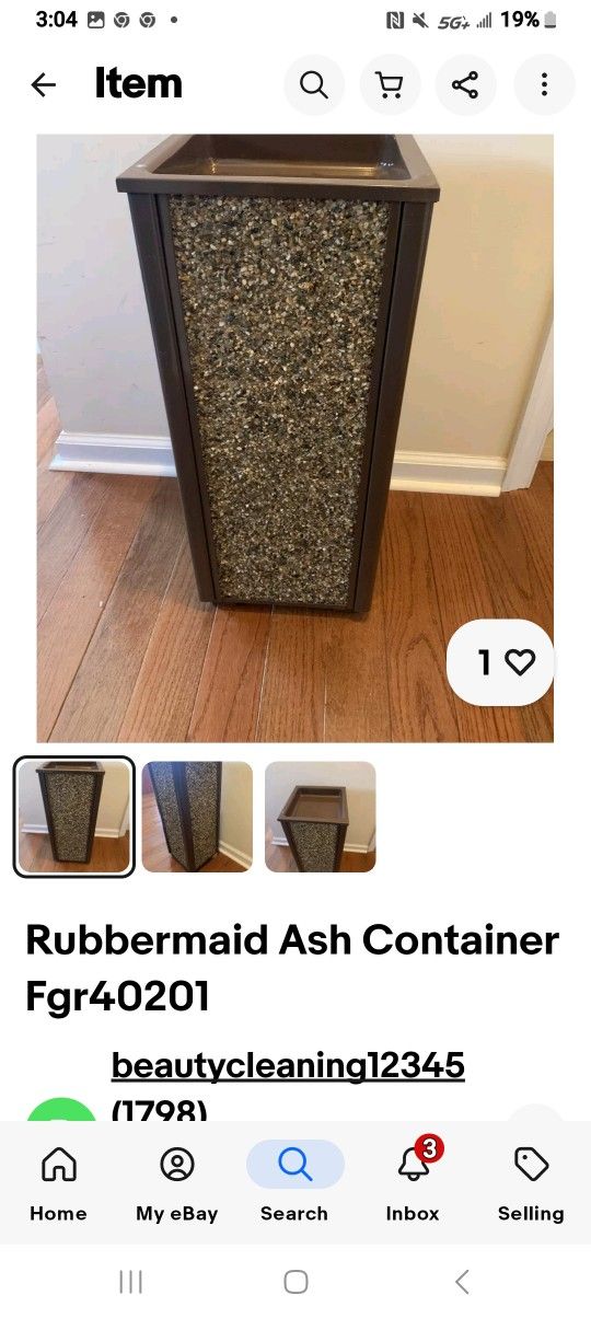 Rubbermaid Ash TRAY And Trash Can
