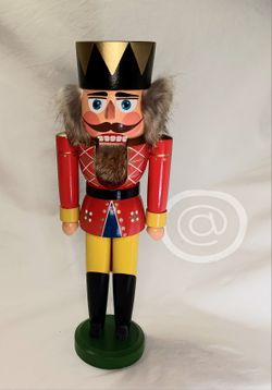 Vintage German Handmade Wooden Nutcracker Soldier – Erzgebirge Volkskunst – Original Box