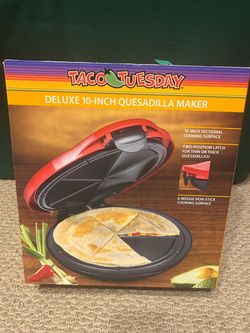 Taco Tuesday Deluxe 10-Inch 6-Wedge Electric Quesadilla Maker – New in Box