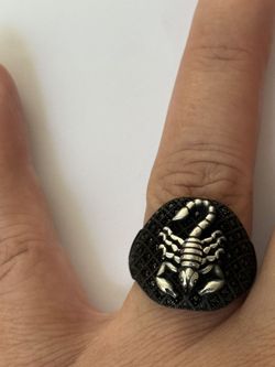 925 Silver scorpion ring with black cz stones size 10.5