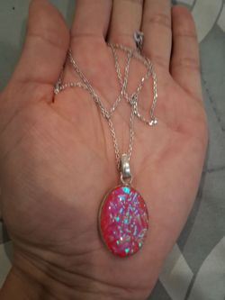 Sterling silver necklace with Opal pendant