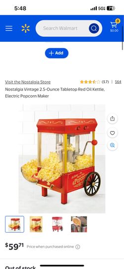 Visit the Nostalgia Store Nostalgia Vintage 2.5-Ounce Tabletop Red Oil Kettle, Electric Popcorn Maker