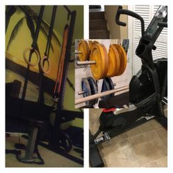 Onefitwonder Squat Rack, Assault Bike,  Bumper Plates