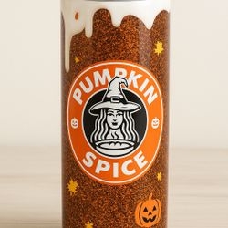 Pumpkin Spice Glitter Tumbler 20oz Stainless Steel Double Wall Insulated Cup with Lid – Fall Halloween 