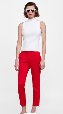 Zara Basic Red Jogger waist pant Size xl