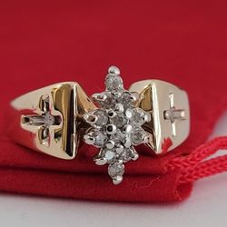 ❤️10k Size 7.25 Lovely Solid Yellow Gold Genuine Diamonds Cluster Ring!/ Anillo de Oro con un Cluster de Diamantes! 👌🎁Post Tags: 10k 14k