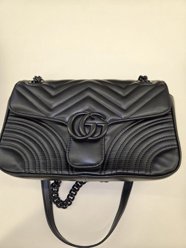 Black Leather Shoulder Bag 