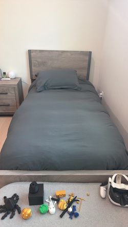 2- twin bed with mattress and 2 nightstands