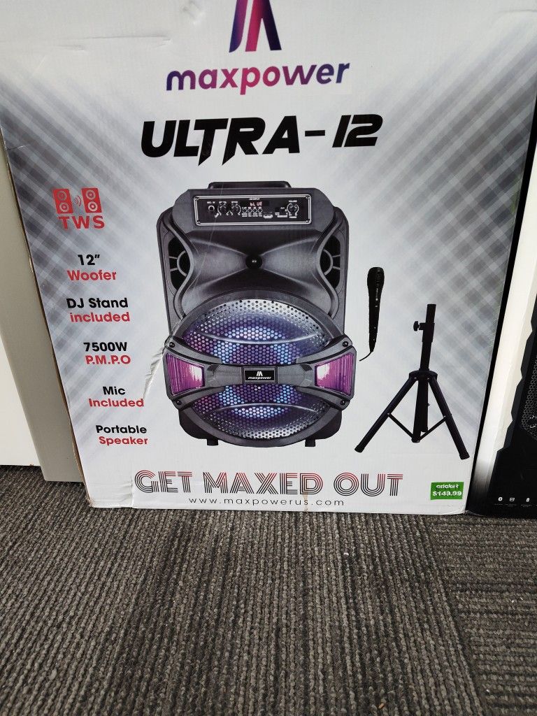 MaxPower Ultra-12 Karaoke Speaker With DJ Stand