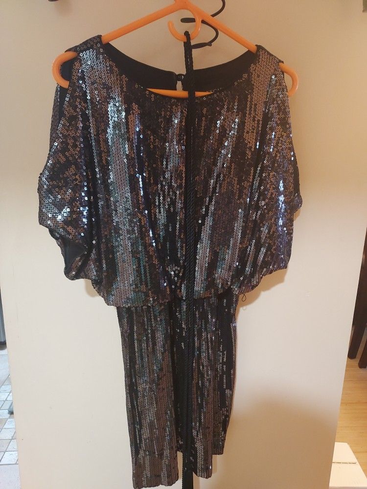 Black Sequin Cocktail Dress 