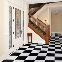Black and White 12in x 12in Peel and Stick Water Resistant Vinyl Tile Flooring (30sq ft) 