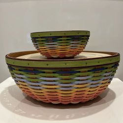 Longaberger - New Two Basket/Bowls with lids summertime rainbow set