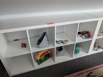 Pair of White IKEA KALLAX 8-Cube Shelving Units