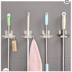 New Broom Holder Wall Mount with Command Hooks