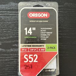 OREGON 14” Chainsaw Chain (NEW) S52T-LOW KICKBACK-FITS: CRAFTSMAN/ECHO+-2 PACK