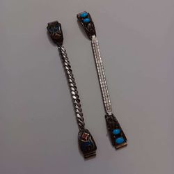 Vintage Watch. Two CLASSIC  silver Turquoise watch Bands.
