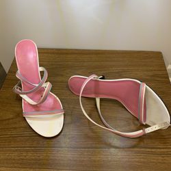 White And Pink Heels Size 8