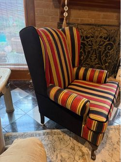 Beautiful striped wingback chair