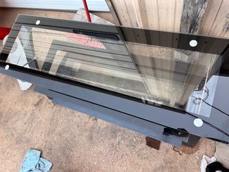 Glass Top TV Stand with Black Frame