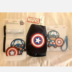 Marvel Miniso Captain America: Luggage Tag, Storage Bag, Waterproof Phone Pouch