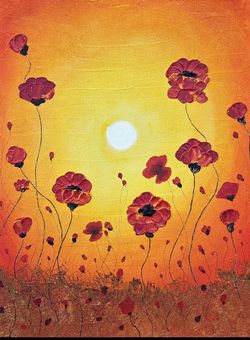 Poppies: textured acrylic art (18x24’’)