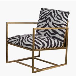  Zebra-print Upholstery & Gold Leg Arm Chair OBO
