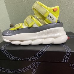 Versace Leather Colorblock Pattern Sneakers women’s,size 39-9US