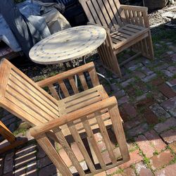 Teak Bistro Set with Concrete Tile Table