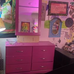 Pink Dresser With Mirror