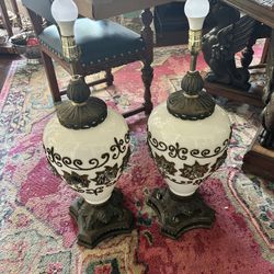 Gorgeous Pair Of Antique Lamps