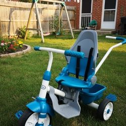 No Push Handle! Can Deliver  No Push Handle Little Tikes Perfect Fit 4-in-1 Trike in Teal, Convertible Tricycle for Toddlers, 4 Stages of Growth