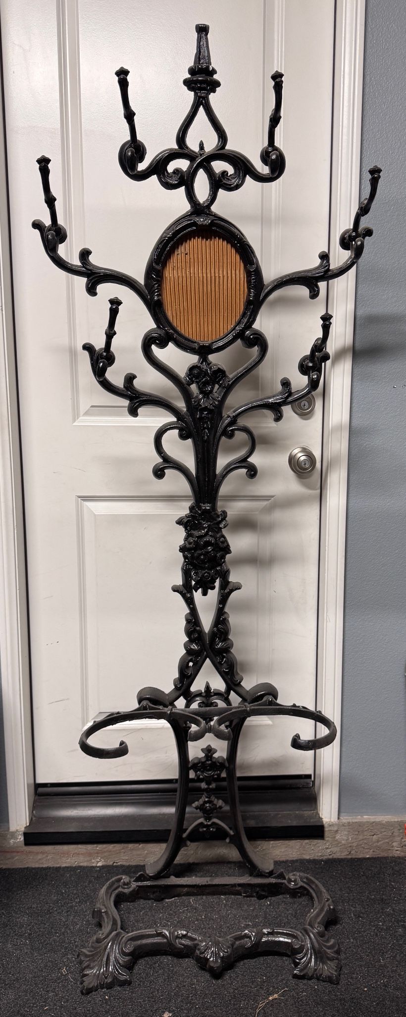 ANTIQUE CAST IRON HALL RACK