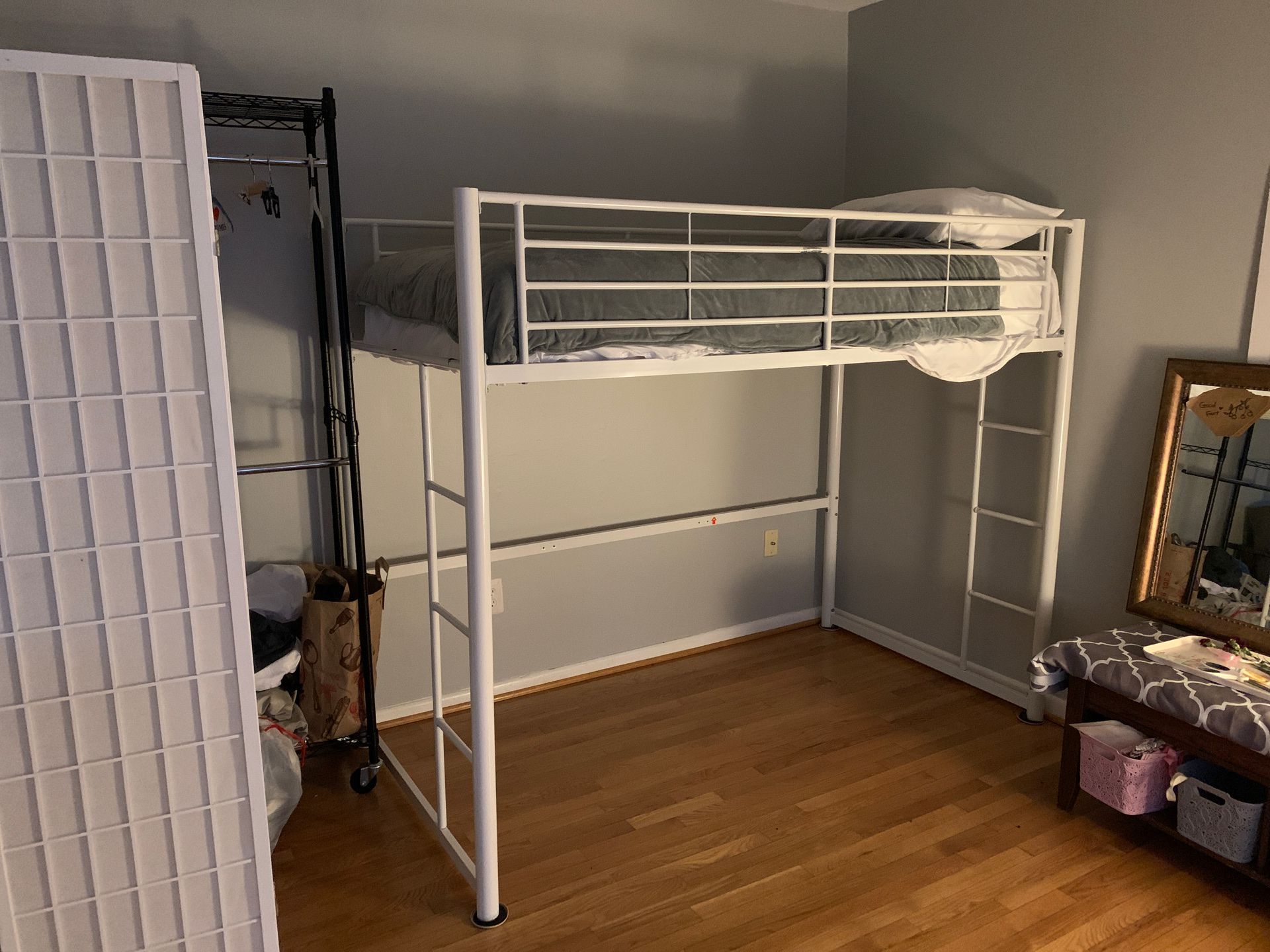 Two twin white Loft beds