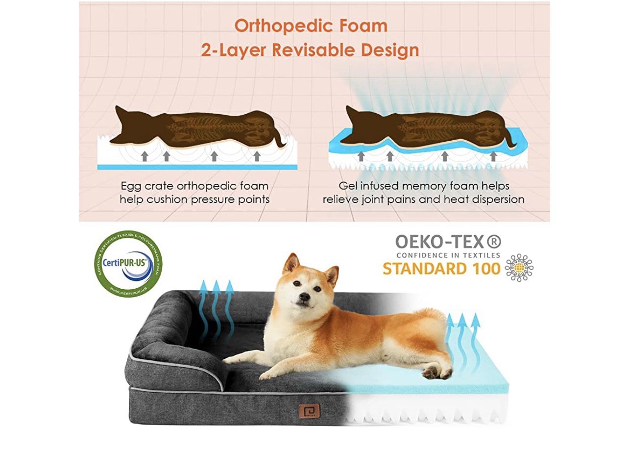 Memory Foam Large Dog Bed with Sides